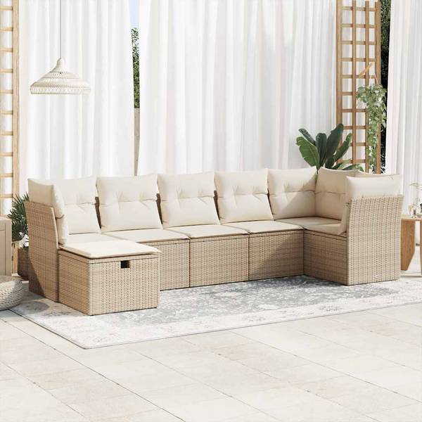 Garten-Lounge-Set 3036405-4 7-teilig Beige - Creme