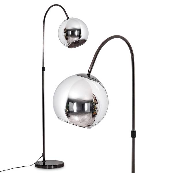 Stehlampe Cesaro Grau - Silber - Aluminium - Klarglas - 52 x 140 x 90 cm