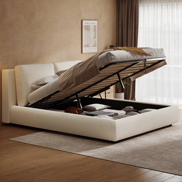 Polsterbett Zoom Ⅰ Beige - Holzwerkstoff - 194 x 90 x 230 cm
