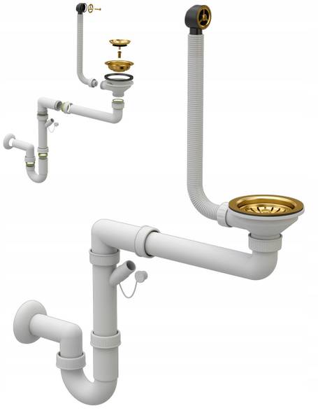 Granitspüle Salix mit Batterie Siphon Schwarz - Keramik - 40 x 50 x 19 cm