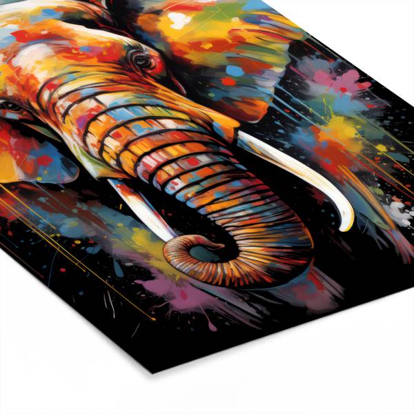 POSTER MIT RAHMEN Elefant 60 x 80 cm - Durchmesser: 90 cm