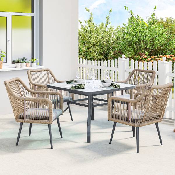 Tuin-eetkamerstoelenset 84G-881V00LG grijs - polyrotan - 54 x 80 x 65 cm