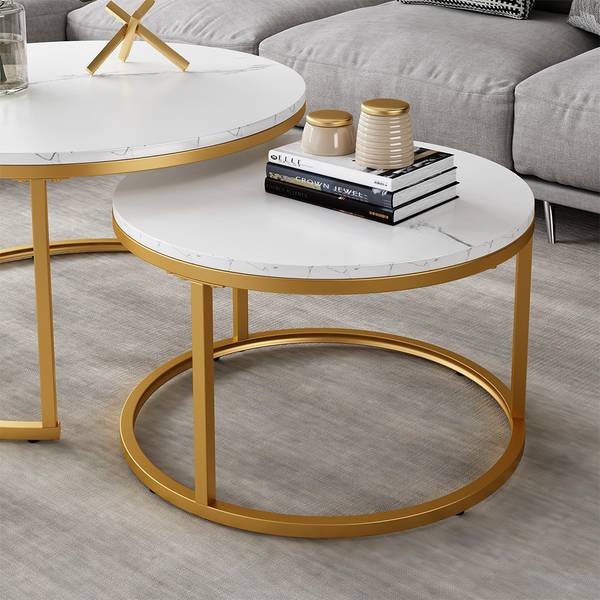Couchtisch-Set Montreal 41523 Gold - Reinweiß