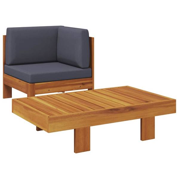 Garten-Sofa-Set 3007925-6 (2-teilig) Dunkelgrau - 100 x 25 x 60 cm
