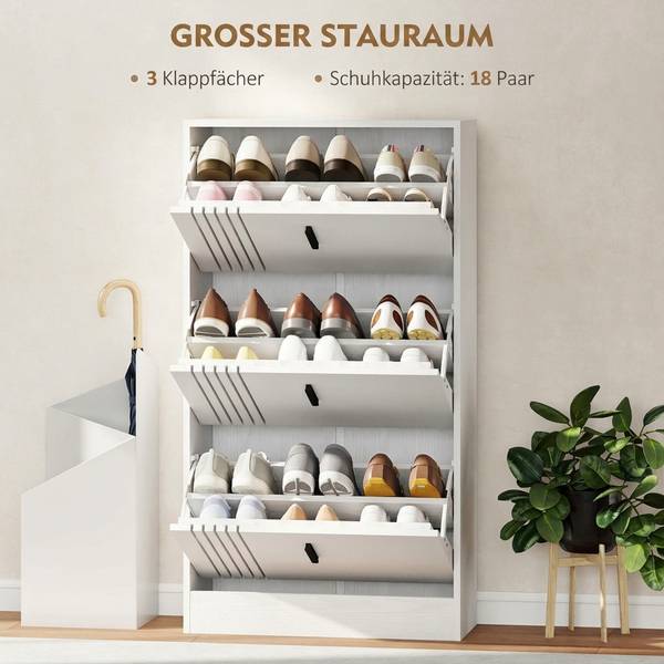 Schuhschrank 837-416V90WT Weiß - Aluminium - 24 x 117 x 63 cm
