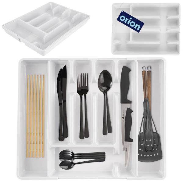 Besteckkasten für Schubladen 150748 Weiß - Kunststoff - 27 x 5 x 37 cm