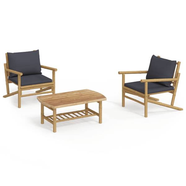 Garten Lounge Set 3028695-3 (3-teilig) Braun - Dunkelgrau - Grau