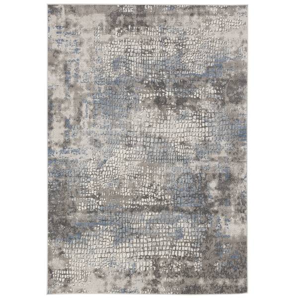 Designer Teppich Tawira Vintage Blau - Silber - Textil - 140 x 1 x 200 cm