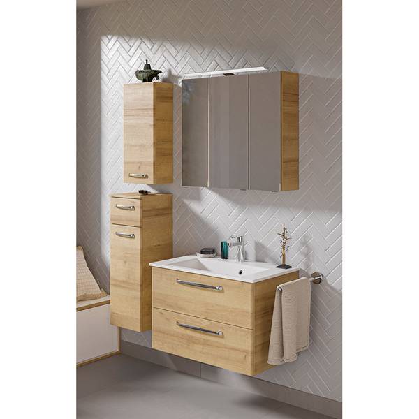 Badmöbel-Set TRENTO-66-1 4er-Set Braun - Holzwerkstoff - 122 x 200 x 50 cm