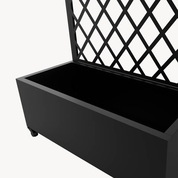 Blumenkasten Malja Schwarz - Stahl - 82 x 190 x 38 cm