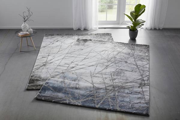 Webteppich MANCHESTER 1 Grau - Holzwerkstoff - 80 x 1 x 150 cm