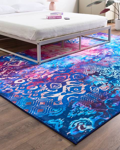 Teppich ORVELLA Blau - Pink - Violett - Textil - 200 x 300 cm