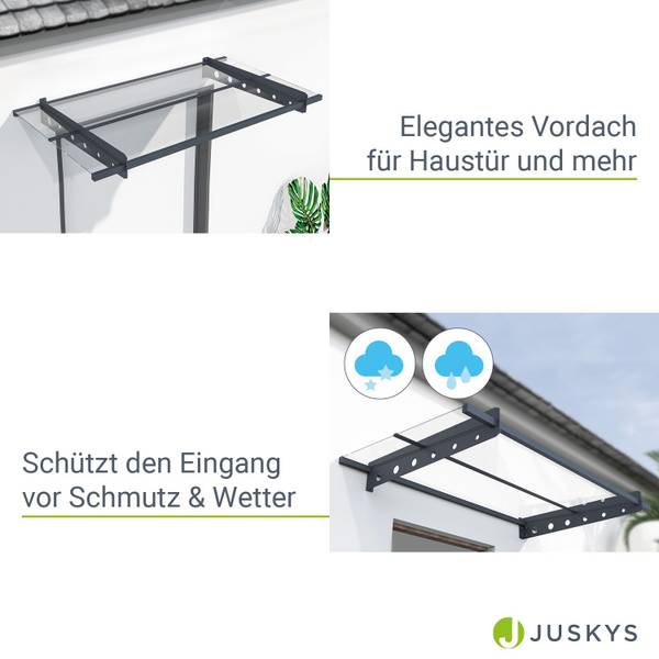 Vordach Manila Grau - Metall - 150 x 1 x 80 cm