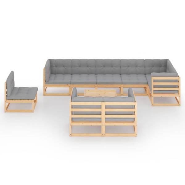 Garten-Lounge-Set 3009808 (10-teilig) Braun - Polyester - Kiefer - 70 x 30 x 70 cm