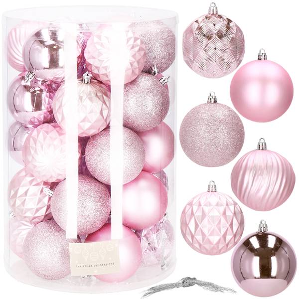 Weihnachtsbaumkugeln 30-teiliges Pink