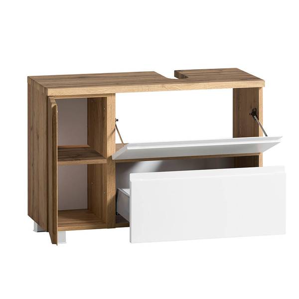 Badmöbel-Set VASTO-03-44 3er-Set Weiß - Spiegelglas - 165 x 200 x 35 cm