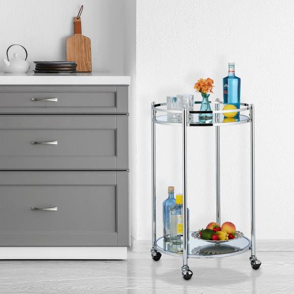 Servierwagen rund Silber Silber - Stahl - 50 x 75 x 50 cm