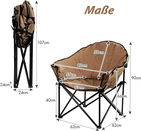Campingstoel AB92724 bruin - metaal - 62 x 90 x 82 cm