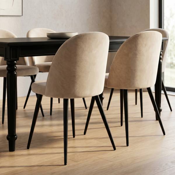 Essgruppe Amaretta 7-teilig Schwarz - Hellbeige