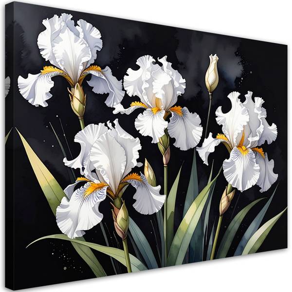 Wandbild Blumen Weiß - Polyester - 45 x 30 x 3 cm