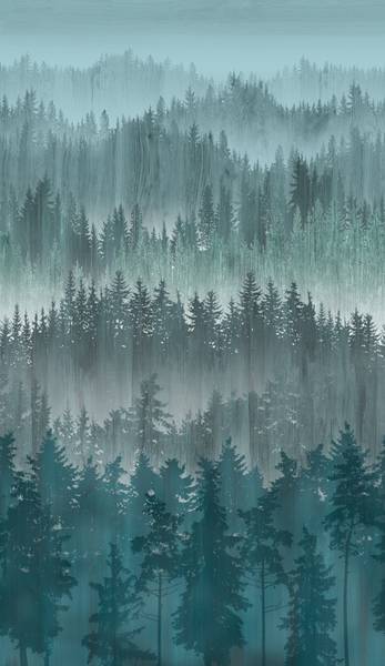 Fototapete Landschaft Waldtapete Blau - Grau - Fleece - 159 x 280 x 1 cm