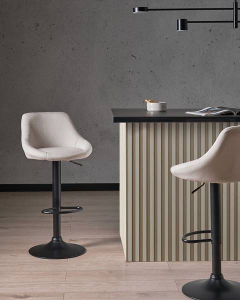 Hocker MEDULIN 2-tlg Schwarz - Grau - Textil - 47 x 83 x 52 cm