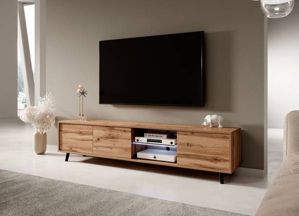 TV-onderkast GALHAD bruin - polyamide - melamine - polyacryl - 175 x 41 x 31 cm
