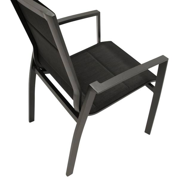 Garnitur RIVELLO 7-teilig Schwarz - Braun - Grau - Akazie - Aluminium - Polyester PVC - 200 x 75 x 90 cm
