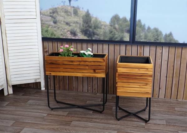 Pflanzkasten L25 (2er-Set) Braun - Akazie - 62 x 60 x 22 cm
