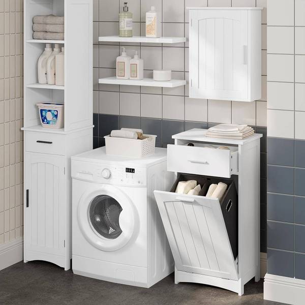 Badezimmerschrank Silke Weiß - Holzwerkstoff - Metall - 42 x 82 x 30 cm