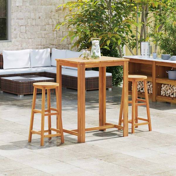 Chaise de bar 44129  (lot de 2) Marron - Acacia - 34 x 76 x 34 cm