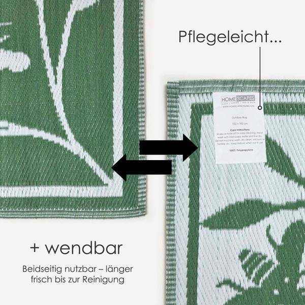 Outdoorteppich Bienen Grün - Polypropylen - 122 x 1 x 182 cm