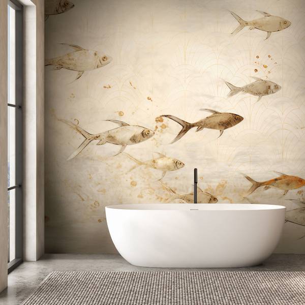 Fototapete Fische auf m Hintergrund 100 x 70 cm