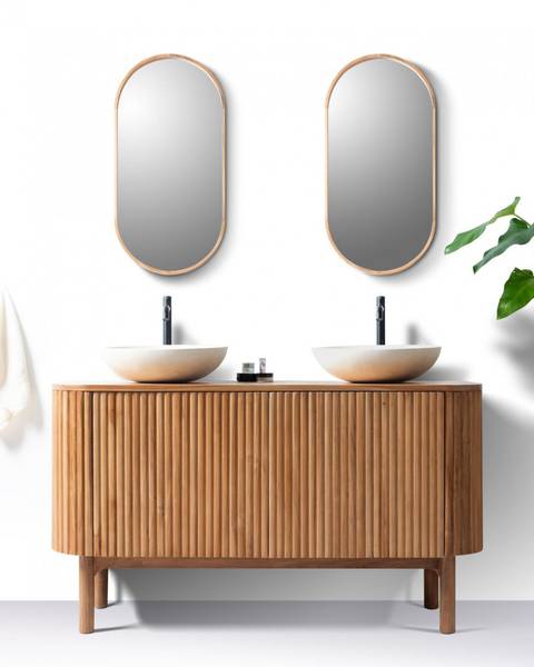 Meuble de salle de bain Orma Marron - Bois massif - 50 x 78 x 50 cm
