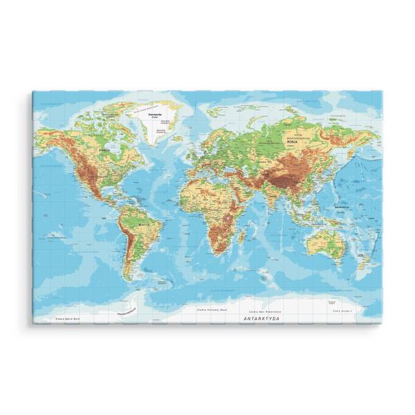 Afbeelding Canvas Wereldkaart GEOGRAFIE 100 x 70 x 70 cm