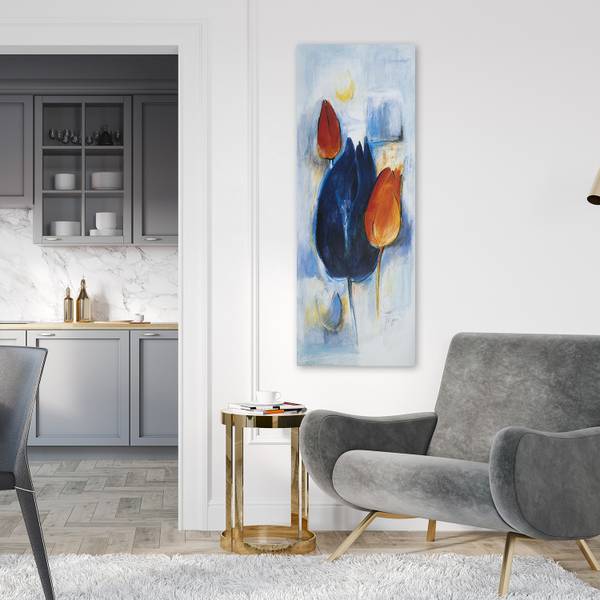 Wandbild märchenhafte tulpen gemalt 40 x 120 cm