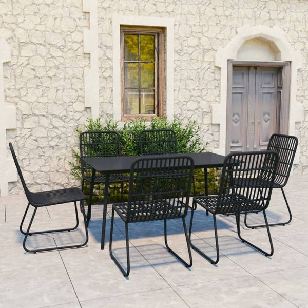 Garten-Essgruppe 3012986-4 (7-teilig) Schwarz - Polyethylen - 80 x 74 x 150 cm