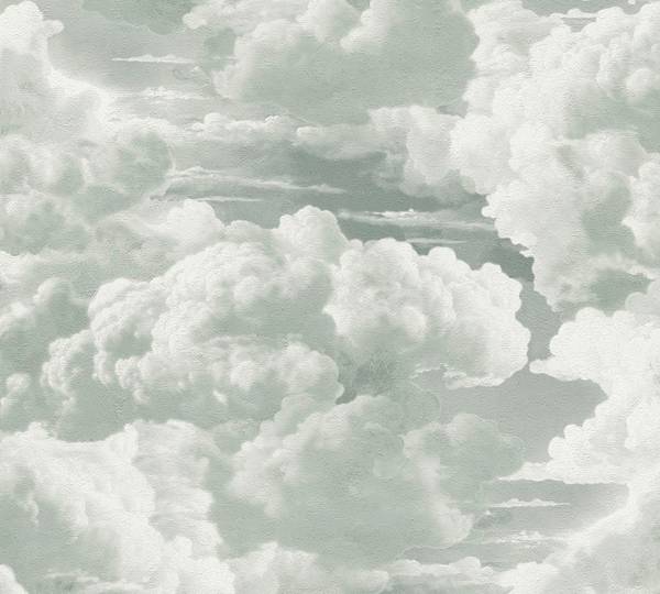 Michalsky 6 Wolken Tapete Graugrün - Weiß