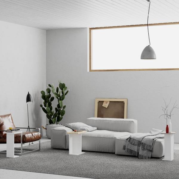 Beistelltisch Holz MUND Weiß Eiche Mokka Beige - Eiche Hell - Weiß