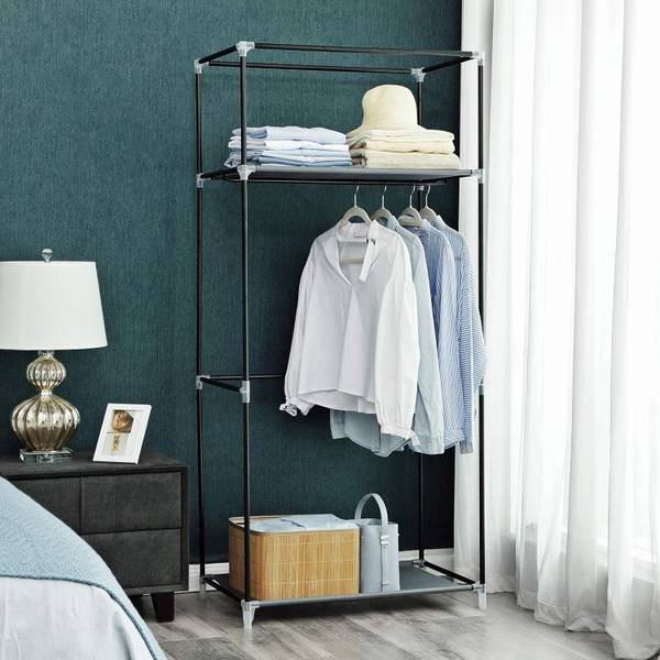 Stoff-Kleiderschrank 101609 Grau - Stahl - 80 x 26 x 7 cm