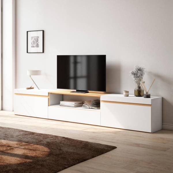 TV-Lowboard Cozy XVIII Braun - Weiß - Melamin - 260 x 45 x 35 cm