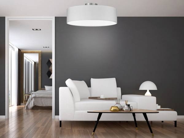 Stoff Deckenlampe Ø 50cm Weiß Weiß
