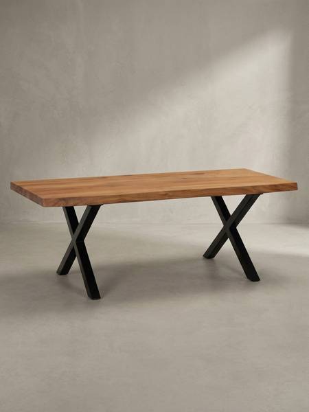 Couchtisch SANABRIA mit X-Gestell Braun - Akazie - 120 x 46 x 60 cm