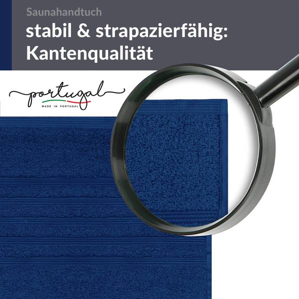 Saunahandtuch London 2er-Set Blau - Frottee - 80 x 1 x 200 cm