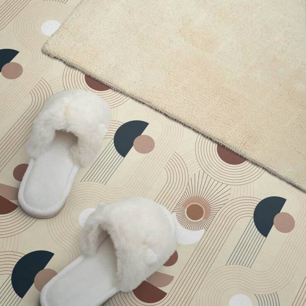 Vinylfliese LinienFormen 20er-Set Beige - Vinyl - 20 x 20 x 1 cm