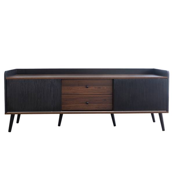 TV-lowboard met Schuifdeuren Eos I zwart - bruin - staal - 40 x 58 x 160 cm