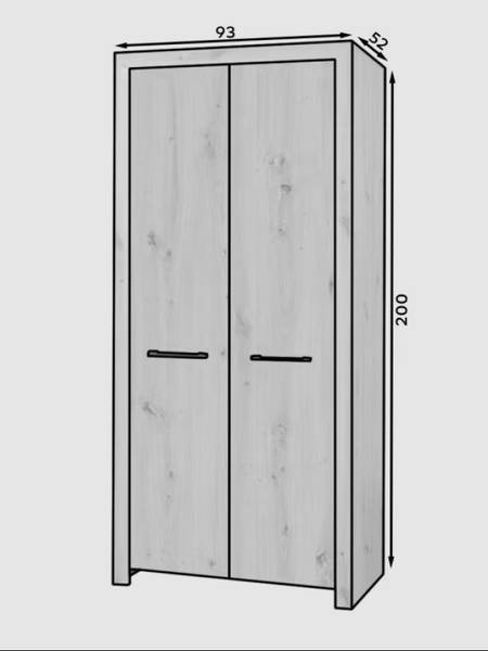 Kleiderschrank Janette Braun - Holzwerkstoff - 93 x 200 x 52 cm