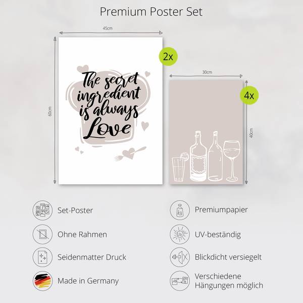 Poster Matisse Collage schwarz Set 6tlg. Schwarz - Papier - 60 x 45 x 1 cm