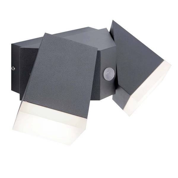 LED Außenleuchte Ryan Sensor Grau - Metall - 14 x 22 x 11 cm