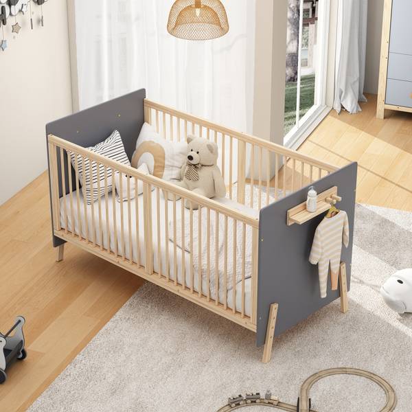 Babybett SafeWoody Blau - Massivholz - 70 x 86 x 140 cm